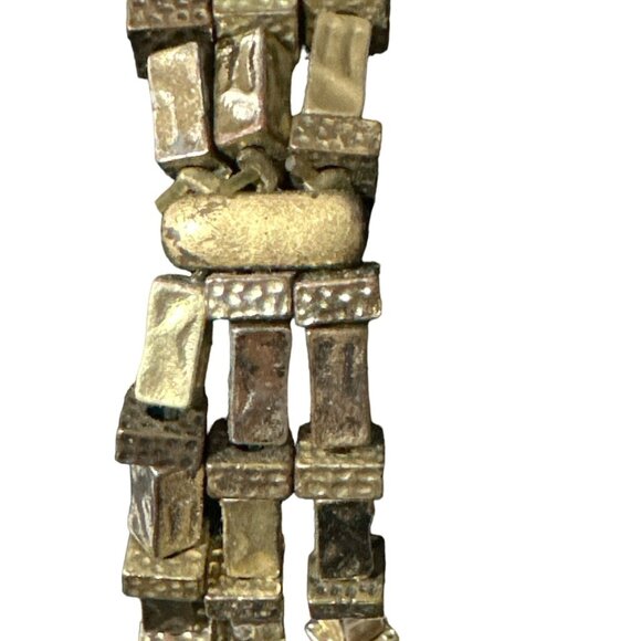Chicos Brutalist Tile Bead Bracelet Rectangle Gold Tone Multi Strand Modernist - Picture 3 of 5